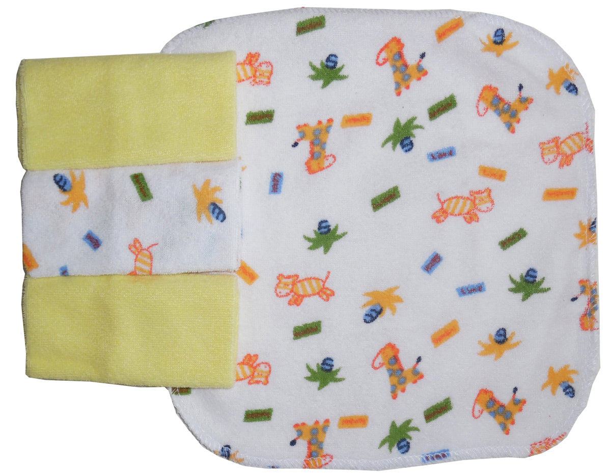 Baby Wash Cloth Set 4 Pack - Soft Cotton Blend Terry | Pureli Baby