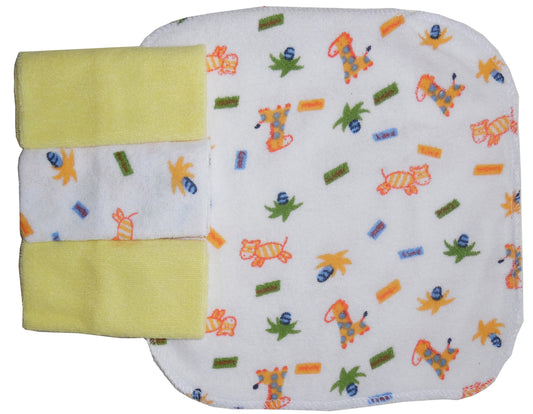 Baby Wash Cloth Set 4 Pack - Soft Cotton Blend Terry | Pureli Baby