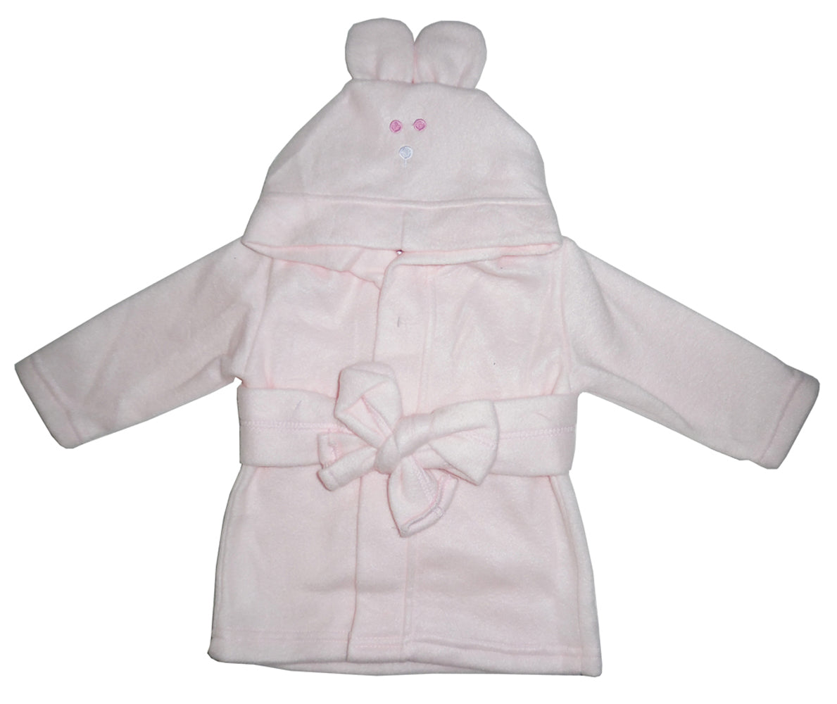 Pink Fleece Baby Robe with Rabbit Ears Hoodie - Soft & Warm | Pureli Baby